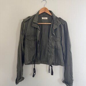 Cropped Elan Army Green Lightweight Utility Jacket